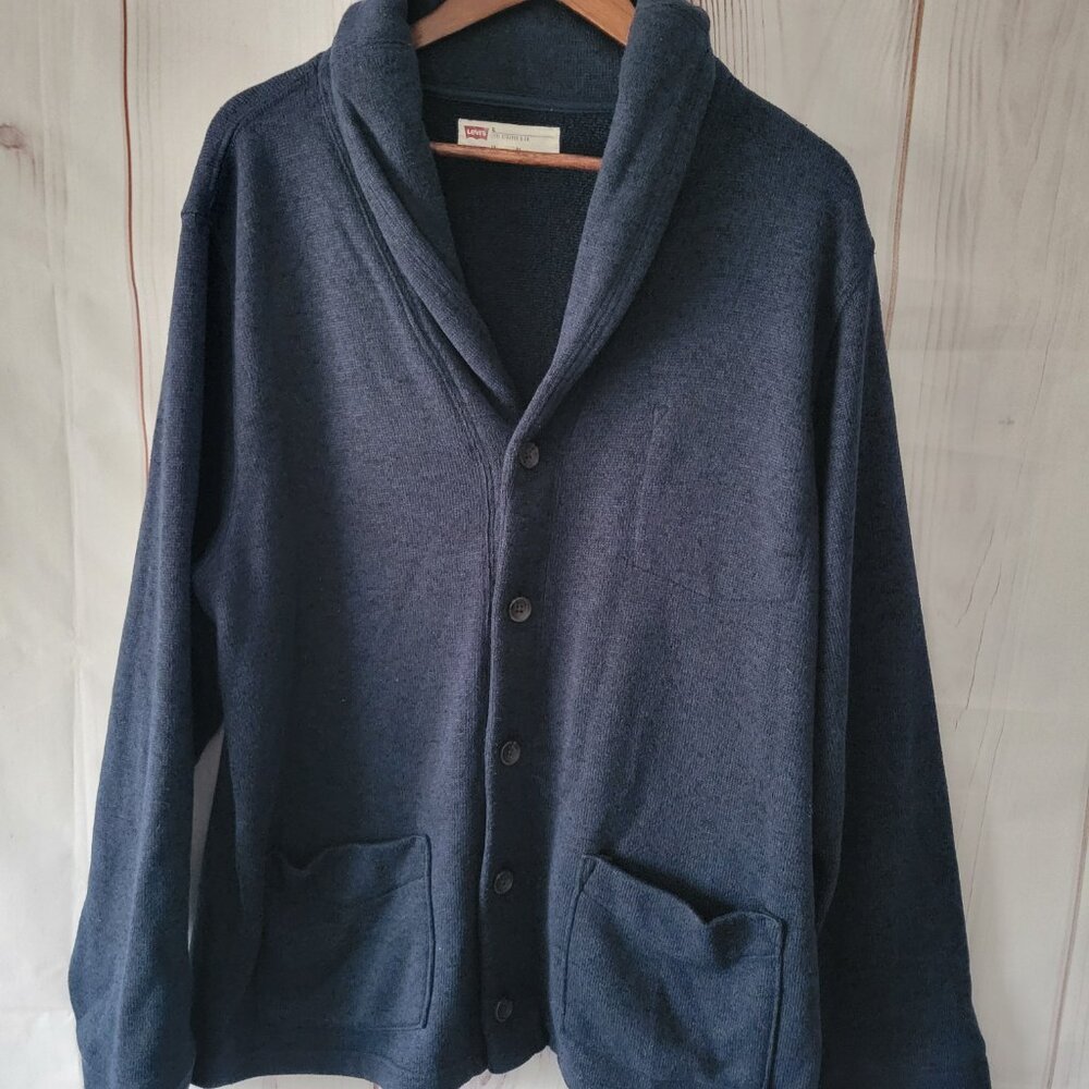 Levi’s Men’s XL Button Down  Grandpa Sweater Cardigan Lightweight Jacket, Blue - Picture 2 of 9